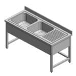 Commercial Double Bowl Sink Unit with Drain Board