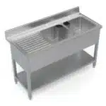 Commercial Double Bowl Sink Unit with Left Hand Drainer