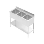 Commercial Triple Bowl Sink Unit With Under Shelf