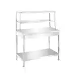 طاولة عمل بأرفف علوية مزدوجة – ستانلس ستيل